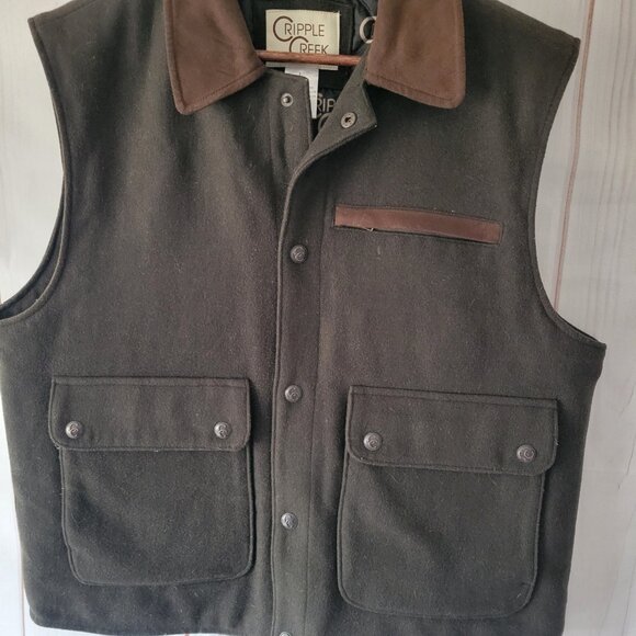 Cripple Creek Men’s L Concealed Carry Wool Melton Vest, Fully Lined and Quilted - Picture 2 of 10